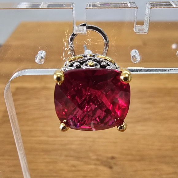 Ruby Rhinestone Pendant and Earring Set - Picture 4 of 11